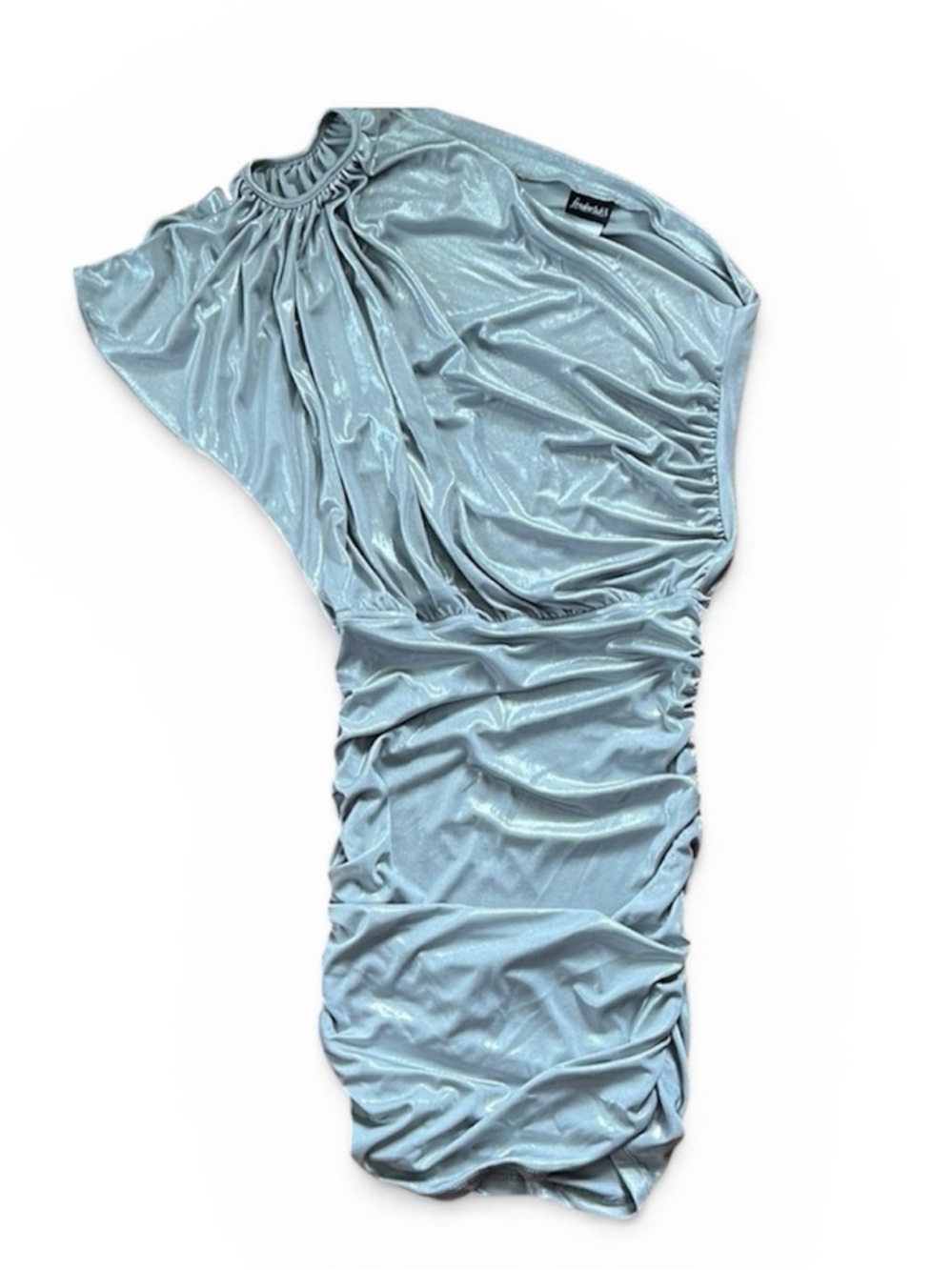 Shiny Silver Off Shoulder O-ring Mini Dress
